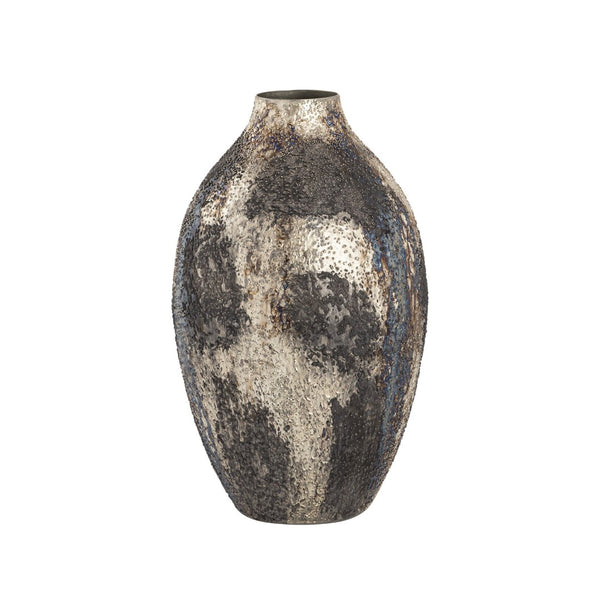 Atlas Hughes Vase - Modern Artisanal Accent with Unique Oxidized Metal Finish for Elegant Home Decor Small Oxidized Silver AC11395-01