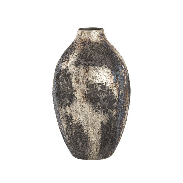 Atlas Hughes Vase - Modern Artisanal Accent with Unique Oxidized Metal Finish for Elegant Home Decor Large Oxidized Silver AC11395-02