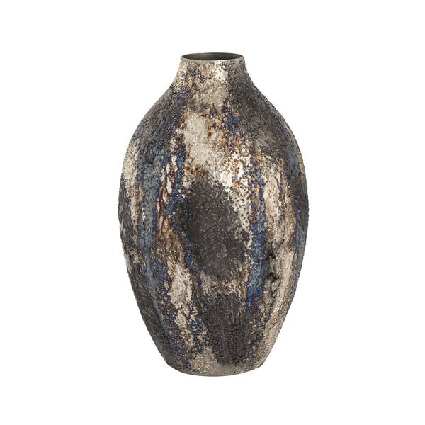 Atlas Hughes Vase - Modern Artisanal Accent with Unique Oxidized Metal Finish for Elegant Home Decor Large Oxidized Silver AC11395-02
