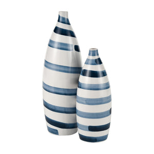 Atlas Indaal Bowl - Hand-Painted Earthenware Decorative Bowl with Blue Swirls for Coastal Elegance AC11396-01