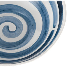 Atlas Indaal Bowl - Hand-Painted Earthenware Decorative Bowl with Blue Swirls for Coastal Elegance AC11396-01