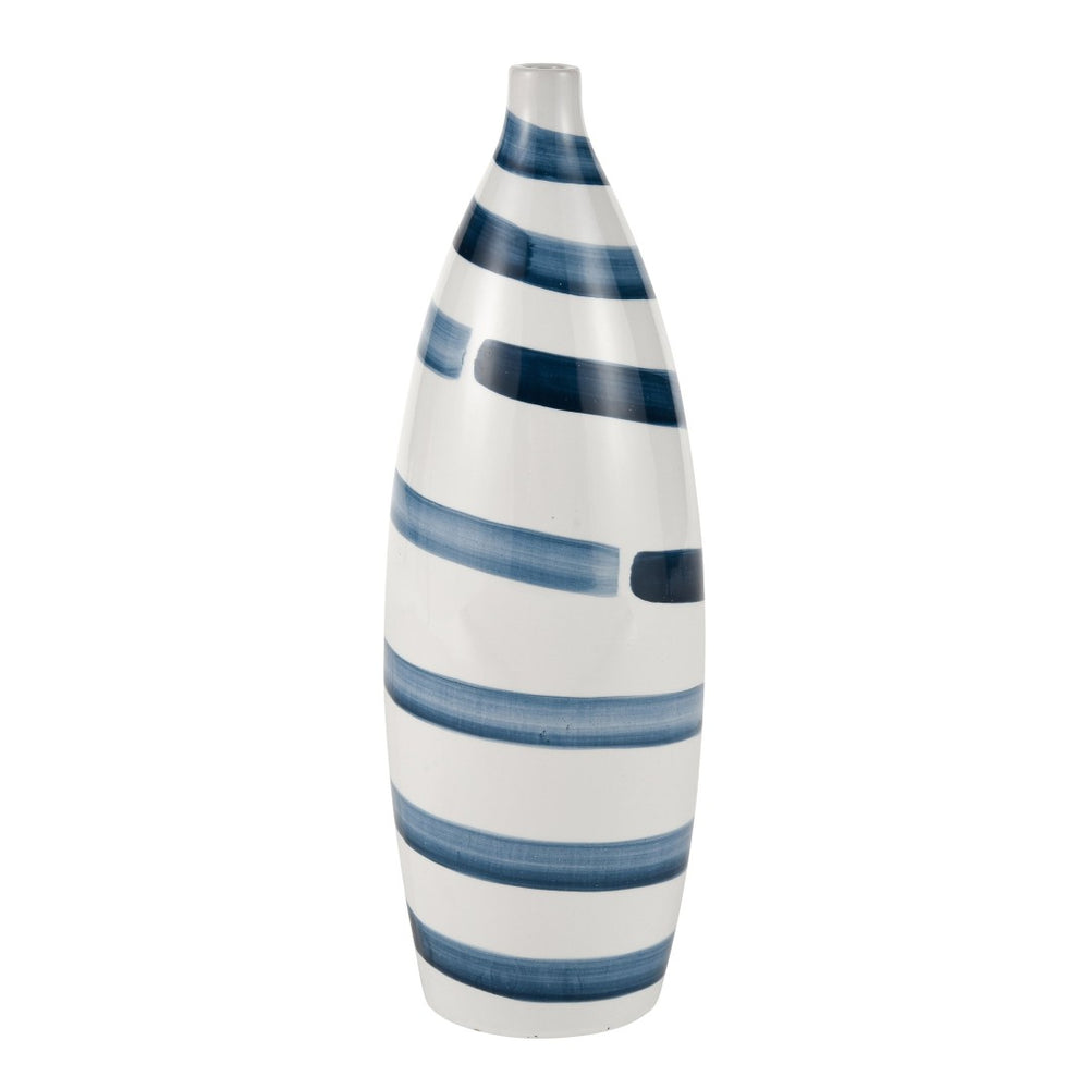 Atlas Indaal Vase - Large Mediterranean Earthenware Decor with Blue Swirls for Stylish Home Accents AC11397-01