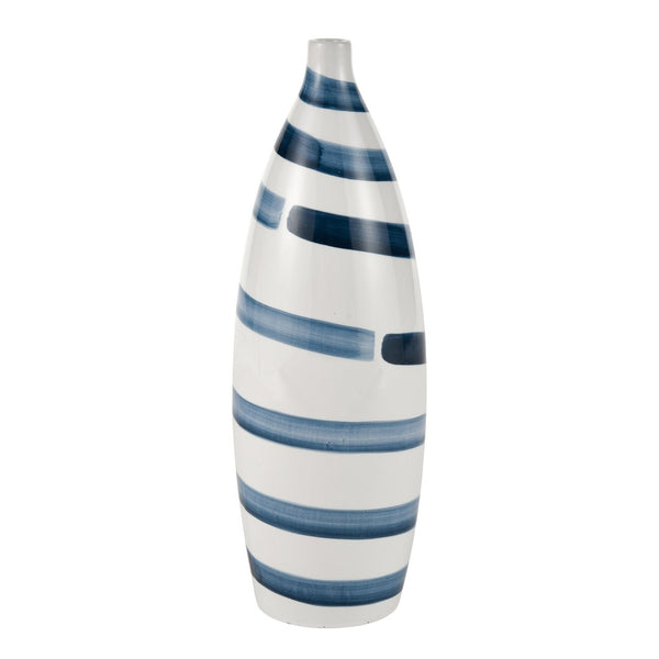 Atlas Indaal Vase - Large Mediterranean Earthenware Decor with Blue Swirls for Stylish Home Accents AC11397-01