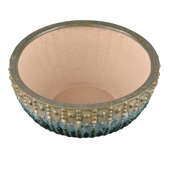 Atlas Jaffe Bowl - Organic Earthenware with Unique Green Reactive Glaze for Stylish Home Decor AC11399-01