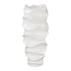 Atlas Jaya Glossy White Sculptural Vase - Elegant Modern Centerpiece for Entryways & Living Room Decor AC11401-01