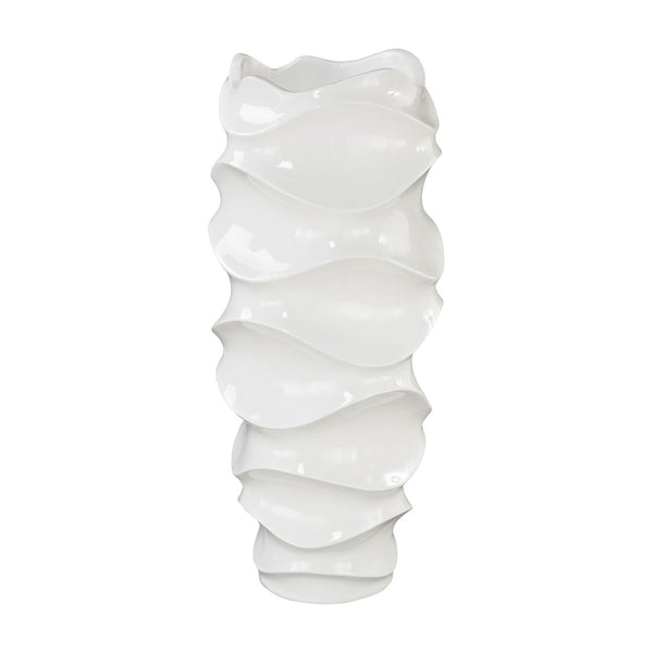 Atlas Jaya Glossy White Sculptural Vase - Elegant Modern Centerpiece for Entryways & Living Room Decor AC11401-01