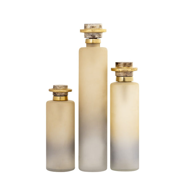 Atlas Judie Bottle Set of 3 - Elegant Frosted Glass Decor with Ombre Finish for Stylish Home Displays AC11406-01S