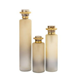 Atlas Judie Bottle Set of 3 - Elegant Frosted Glass Decor with Ombre Finish for Stylish Home Displays AC11406-01S