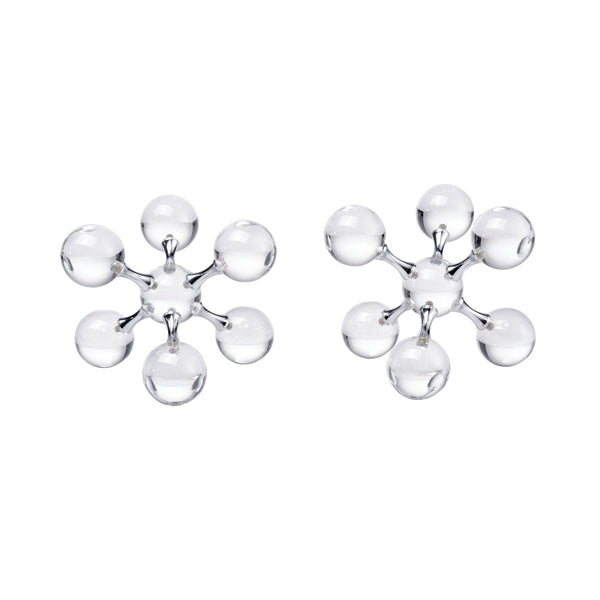 Atlas Jumble Bookend Set of 2 - Modern-Retro Geometric Crystal & Chrome Accents for Stylish Support AC11407-01S