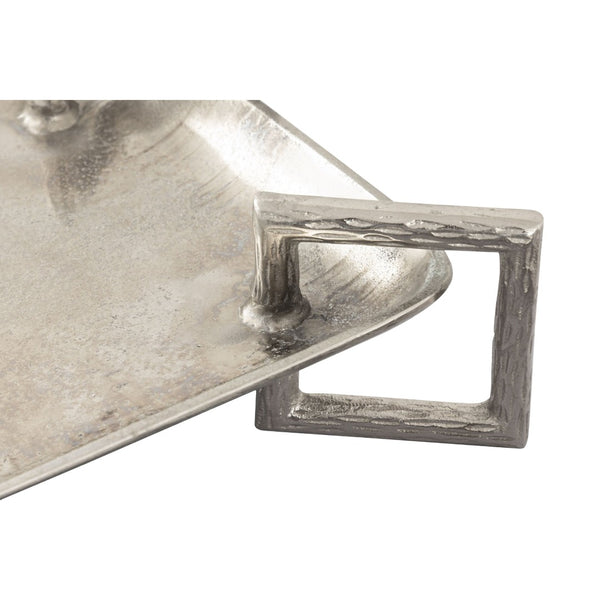 Atlas Juniper Elegant Serving Tray Set of 2 - Polished Silver Aluminum for Modern Home Decor & Organization AC11408-01S