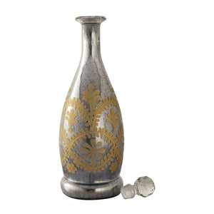 Atlas Kemal Bottle Set of 3 Vintage-Inspired Smoked Glass Decanters with Hand-Painted Gold Filigree Design AC11411-01S