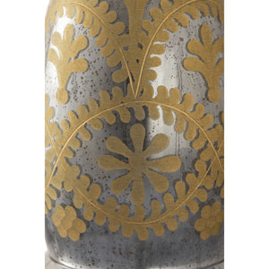 Atlas Kemal Bottle Set of 3 Vintage-Inspired Smoked Glass Decanters with Hand-Painted Gold Filigree Design AC11411-01S
