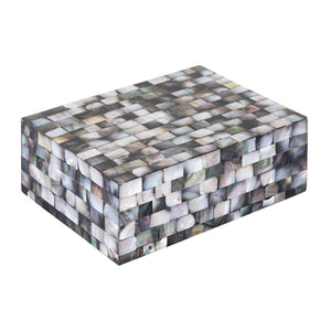 Atlas Keshi Storage Box Set - Elegant Mother of Pearl Organizers for Jewelry & Décor - 2 Rectangular Boxes AC11412-01S