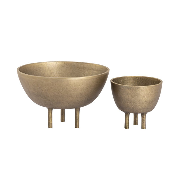 Atlas Kiser Bowl - Sculptural Brass Centerpiece for Elegant Table Displays and Floral Arrangements Large Brass AC11418-01