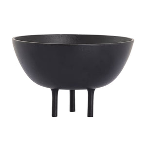 Atlas Kiser Bowl - Sculptural Centerpiece for Modern Decor, Matte Finish with Tripod Base, 11-Inch Design Large Black AC11418-02