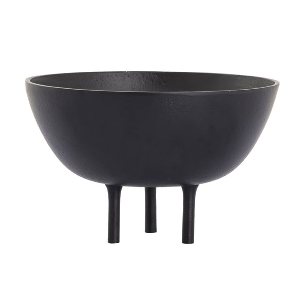 Atlas Kiser Bowl - Sculptural Centerpiece for Modern Decor, Matte Finish with Tripod Base, 11-Inch Design Large Black AC11418-02