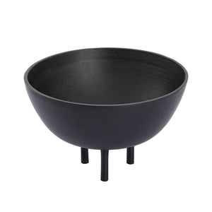 Atlas Kiser Bowl - Sculptural Centerpiece for Modern Decor, Matte Finish with Tripod Base, 11-Inch Design Large Black AC11418-02