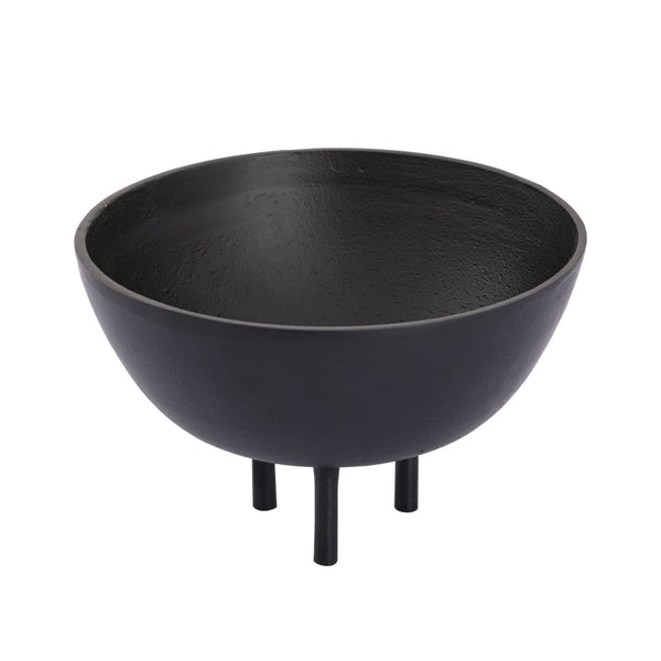 Atlas Kiser Bowl - Sculptural Centerpiece for Modern Decor, Matte Finish with Tripod Base, 11-Inch Design Large Black AC11418-02
