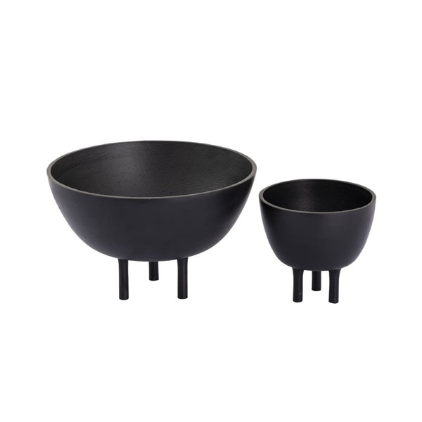 Atlas Kiser Bowl - Sculptural Centerpiece for Modern Decor, Matte Finish with Tripod Base, 11-Inch Design Large Black AC11418-02