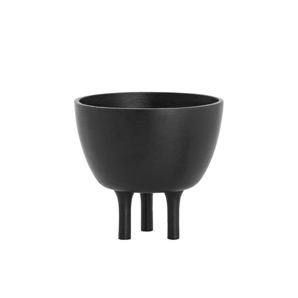 Atlas Kiser Bowl - Sculptural Centerpiece for Modern Decor, Matte Finish with Tripod Base, 11-Inch Design Small Black AC11419-02