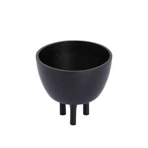Atlas Kiser Bowl - Sculptural Centerpiece for Modern Decor, Matte Finish with Tripod Base, 11-Inch Design Small Black AC11419-02