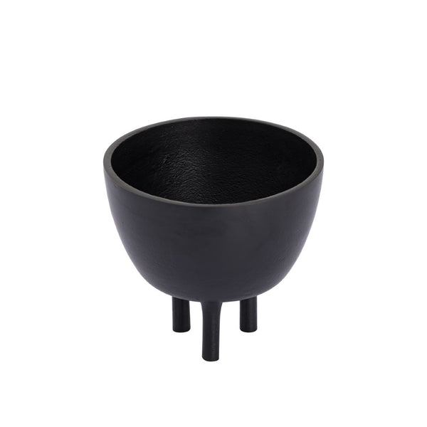 Atlas Kiser Bowl - Sculptural Centerpiece for Modern Decor, Matte Finish with Tripod Base, 11-Inch Design Small Black AC11419-02