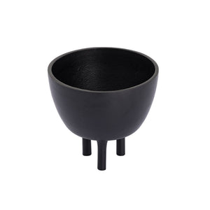 Atlas Kiser Bowl - Sculptural Centerpiece for Modern Decor, Matte Finish with Tripod Base, 11-Inch Design Small Black AC11419-02