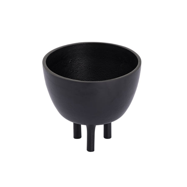 Atlas Kiser Bowl - Sculptural Centerpiece for Modern Decor, Matte Finish with Tripod Base, 11-Inch Design Small Black AC11419-02