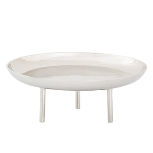 Atlas Kiser Plate - Polished Metal Centerpiece for Elegant Table Display and Sophisticated Entertaining Large Nickel AC11420-02
