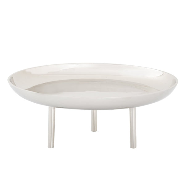 Atlas Kiser Plate - Polished Metal Centerpiece for Elegant Table Display and Sophisticated Entertaining Large Nickel AC11420-02