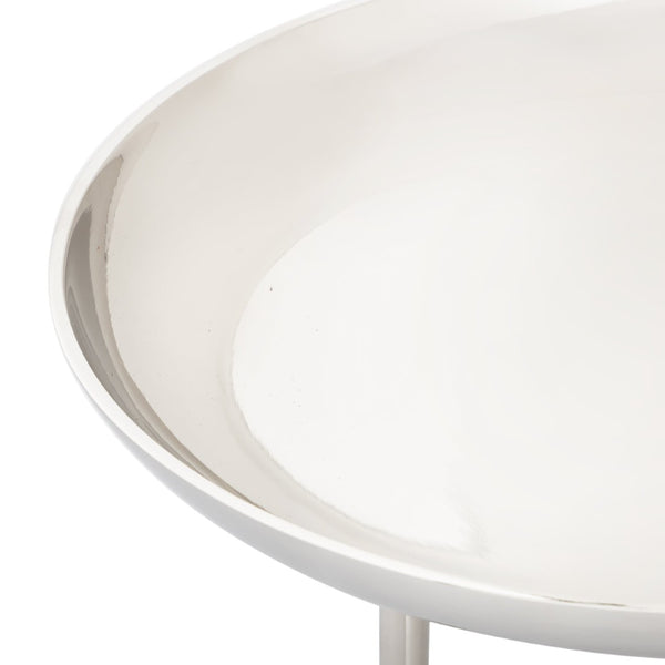 Atlas Kiser Plate - Polished Metal Centerpiece for Elegant Table Display and Sophisticated Entertaining Large Nickel AC11420-02