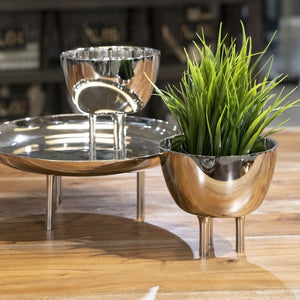 Atlas Kiser Plate - Polished Metal Centerpiece for Elegant Table Display and Sophisticated Entertaining Large Nickel AC11420-02