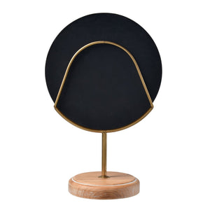 Atlas Lambert Hand-Carved Wood Disc on Gold Stand - Unique Sculptural Decor for Modern Living Spaces Large Natural AC11422-01