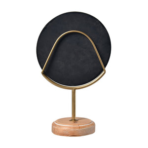 Atlas Lambert Hand-Carved Wood Disc on Gold Stand - Unique Sculptural Decor for Modern Living Spaces Small Natural AC11423-01