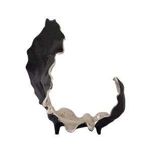 Atlas Lamina Leaf Object - Sculptural Silver Décor for Modern Interiors, Leaf Design, 18.5” Wide Statement Piece AC11424-01
