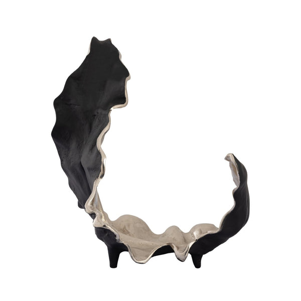 Atlas Lamina Leaf Object - Sculptural Silver Décor for Modern Interiors, Leaf Design, 18.5” Wide Statement Piece AC11424-01