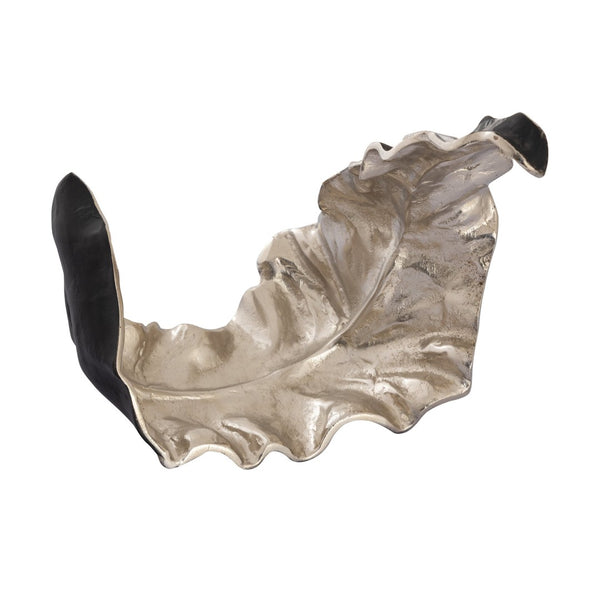 Atlas Lamina Leaf Object - Sculptural Silver Décor for Modern Interiors, Leaf Design, 18.5” Wide Statement Piece AC11424-01
