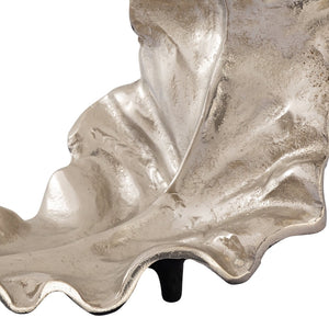 Atlas Lamina Leaf Object - Sculptural Silver Décor for Modern Interiors, Leaf Design, 18.5” Wide Statement Piece AC11424-01
