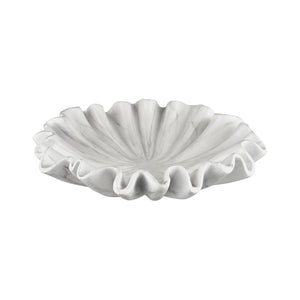 Atlas Leda Decorative Bowl: Coastal-Inspired Marble Finish with Scalloped Seashell Design for Any Space AC11425-01
