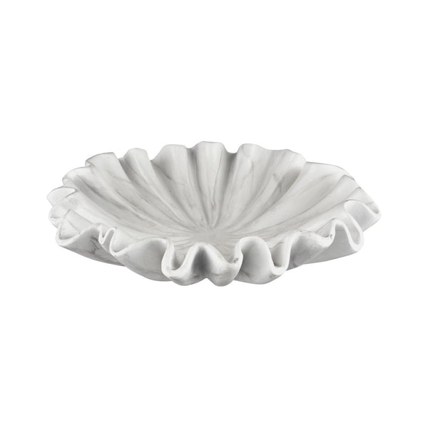 Atlas Leda Decorative Bowl: Coastal-Inspired Marble Finish with Scalloped Seashell Design for Any Space AC11425-01