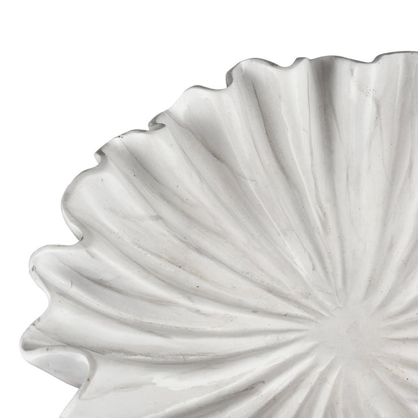Atlas Leda Decorative Bowl: Coastal-Inspired Marble Finish with Scalloped Seashell Design for Any Space AC11425-01