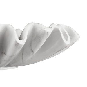 Atlas Leda Decorative Bowl: Coastal-Inspired Marble Finish with Scalloped Seashell Design for Any Space AC11425-01