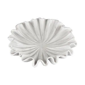 Atlas Leda Decorative Bowl: Coastal-Inspired Marble Finish with Scalloped Seashell Design for Any Space AC11425-01