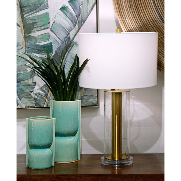 Atlas Leddy Vase - Artisanal Celadon Earthenware with Sculptural Design for Modern Home Décor Accents Small AC11426-01