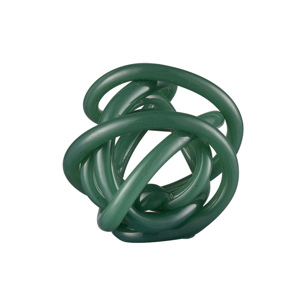Atlas Lee Knot Orb - Handcrafted Forest Green Art Glass Sculpture for Elegant Home Décor Accent AC11427-01