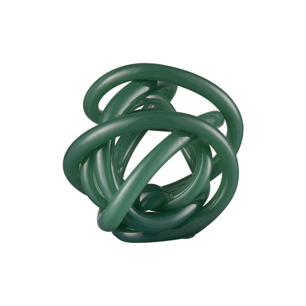 Atlas Lee Knot Orb - Handcrafted Forest Green Art Glass Sculpture for Elegant Home Décor Accent AC11427-01