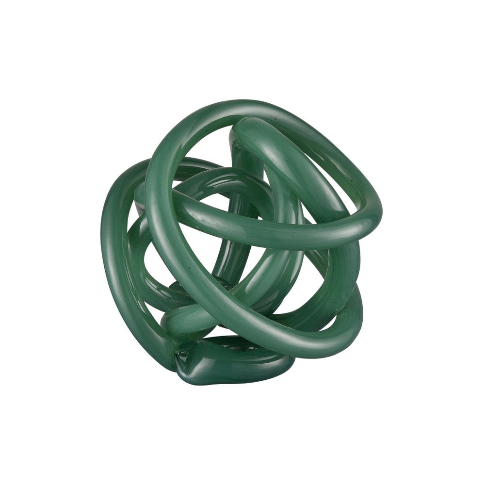 Atlas Lee Knot Orb - Handcrafted Forest Green Art Glass Sculpture for Elegant Home Décor Accent AC11427-01