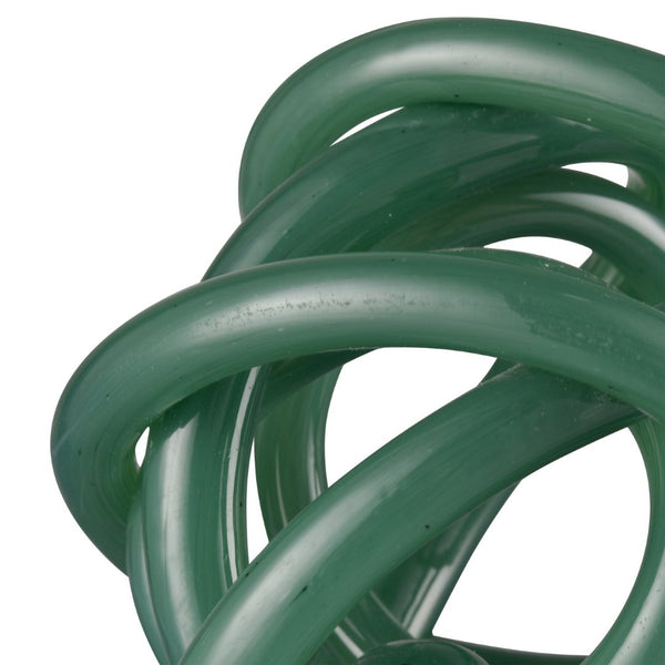 Atlas Lee Knot Orb - Handcrafted Forest Green Art Glass Sculpture for Elegant Home Décor Accent AC11427-01
