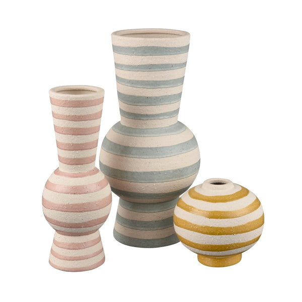 Atlas Lena Vase - Charming Hand-Painted Earthenware Bud Vase with Cheerful Stripes for Modern Decor AC11429-01