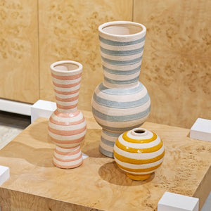 Atlas Lena Vase - Charming Hand-Painted Earthenware Bud Vase with Cheerful Stripes for Modern Decor AC11429-01